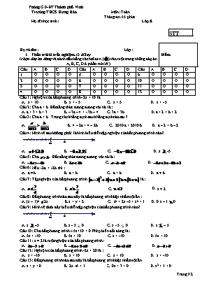 Đề kiểm tra 15 phút môn Toán Lớp 8 - Mã đề 977 - Trường THCS Hưng Hòa